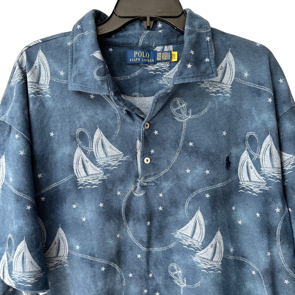 Polo Ralph Lauren Men's Size 2XB Nautical Coastal Sailing Blue 100% Cotton - Picture 3 of 11